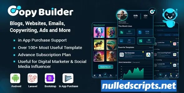 Copy Builder v2.0 - OpenAI ChatGPT AI Writing Assistant, AI Image Generator, and Content Creator as SaaS - nulled - Android - CodeCanyon Null