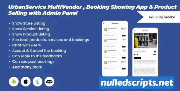 UrbanService v1.0 - Multipurpose User and Vendor Booking App - Android - CodeCanyon Null