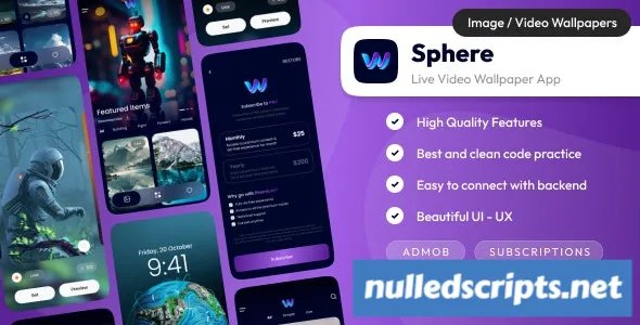 Sphere 1.0.1 - Live Wallpaper App | Android Wallpaper app with admin panel (Laravel) - Android - CodeCanyon Null