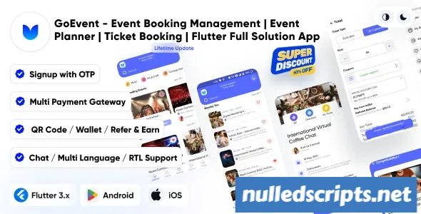 GoEvent v1.3 - Event Booking Management - Event Planner - Flutter Full Solution App - Android - CodeCanyon Null