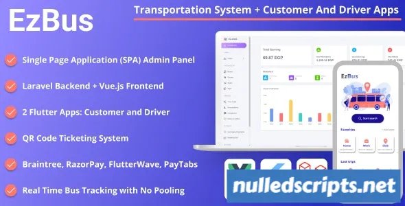 EZBus v2.0 - Transportation Management Solution - Two Flutter Apps + Backend + Admin panel - Android - CodeCanyon Null
