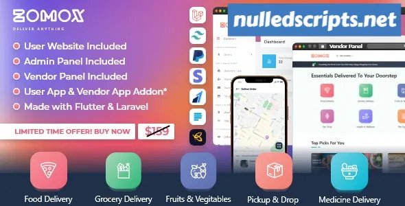Zomox v2.1 - Grocery, Food, Pharmacy Courier & Service Provider + Backend + Driver app - Android - CodeCanyon Null