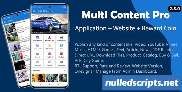 Multi Content Pro (Application and Website) v2.3.0 - nulled - Android - CodeCanyon Null
