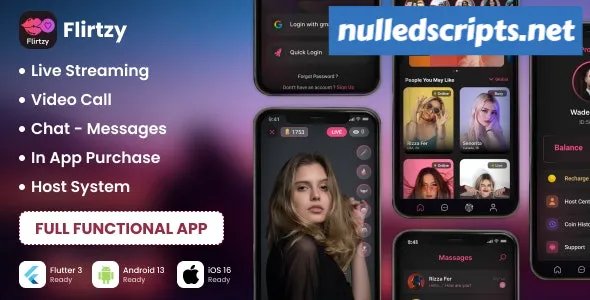 Flirtzy - Live streaming, Video Call, Chat, Host - 21 March 2024 - Android - CodeCanyon Null