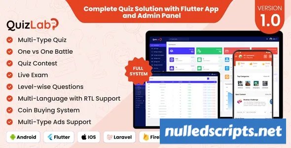 QuizLab v1.0 - Complete Quiz Solution with Flutter App and Admin Panel - nulled - Android - CodeCanyon Null