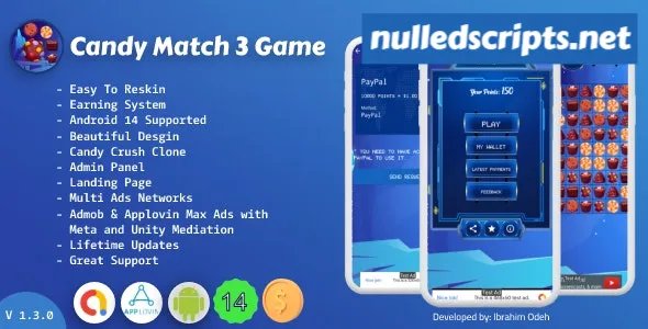 Candy Match 3 Game with Earning System and Admin Panel + Landing Page v1.3.0 - Android - CodeCanyon Null