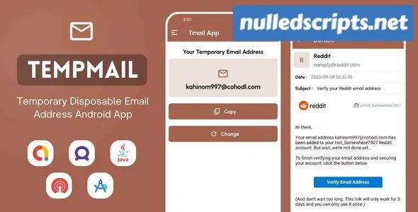 TempMail - Temporary Disposable Email Address App with AdMob Ads - v1.0 - Android - CodeCanyon Null