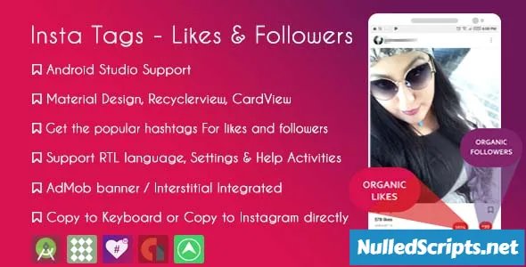 Instagram Hashtags - likes & followers & AdMob + GDPR - Android - CodeCanyon Null