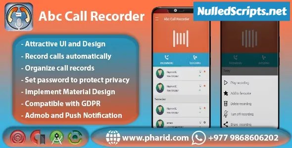 Abc Call Recorder - Beautiful UI, Admob, Firebase Push Notification, Playstore Policy Compatiable v1.1 - Android - CodeCanyon Null