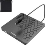External CD DVD Drive, 0.5″ Ultra Slim USB 3.0 Type-C DVD Player, CD DVD+/-RW Optical Drive, Portable DVD CD Burner Reader Writer Recorder for Laptop, Desktop, Mac, Windows 11/10/8/7, Linux, Black