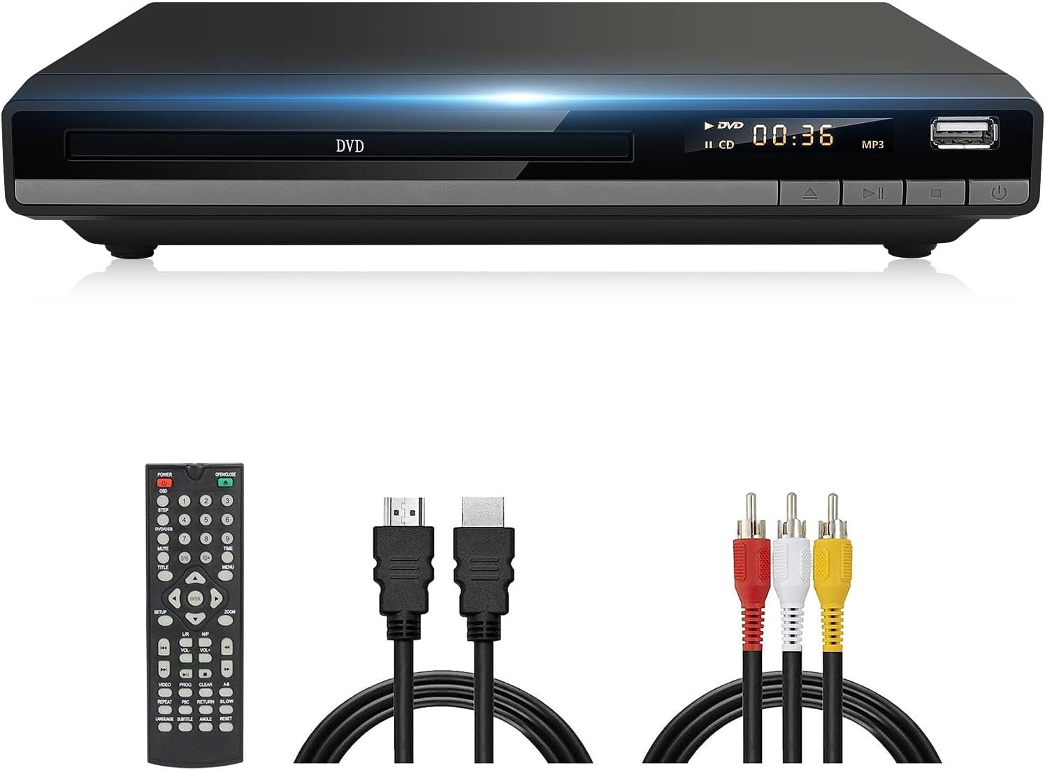 610napm65L._AC_SL1500_.jpg DVD Player Region Free DVD Players for TV, 1080P Upscaling, USB Input, HDMI RCA Cable Included, Breakpoint Memory, Built-in PAL NTSC, DVD CD Player for Home Plays Multi-Format (Model-168 Non-Blu-ray) - Image 1