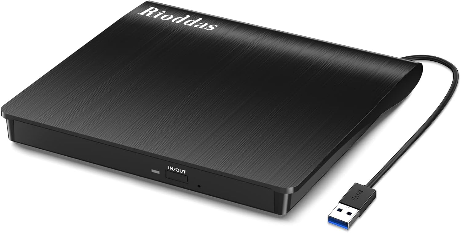 6117RAK2guL._AC_SL1500_.jpg Rioddas External CD/DVD Drive for Laptop, USB 3.0 CD DVD Player Portable +/-RW Burner CD ROM Reader Writer Disk Duplicator Compatible with Laptop Desktop PC Windows Apple Mac Pro MacBook Linux - Image 1