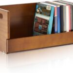 CroBlissful 1 Pack Wooden DVD Storage Organizer Boxes, Holds 26 DVDs, Solid Wood Media Storage with Carry Handles for DVDs, CDs, Blu-ray Discs, Movie Cases and Cassette Tapes, Brown