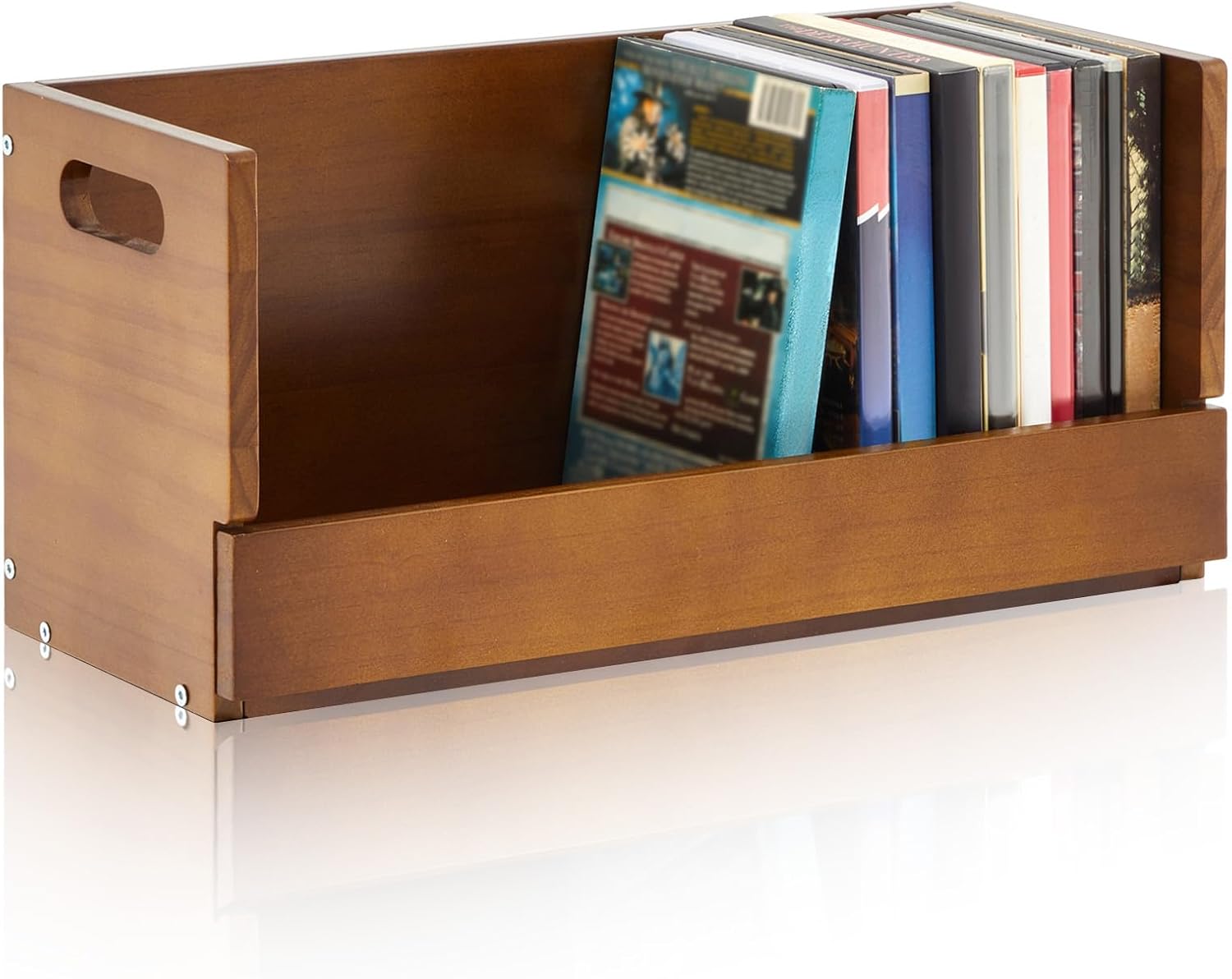 61FydESH9LL._AC_SL1500_.jpg CroBlissful 1 Pack Wooden DVD Storage Organizer Boxes, Holds 26 DVDs, Solid Wood Media Storage with Carry Handles for DVDs, CDs, Blu-ray Discs, Movie Cases and Cassette Tapes, Brown - Image 1