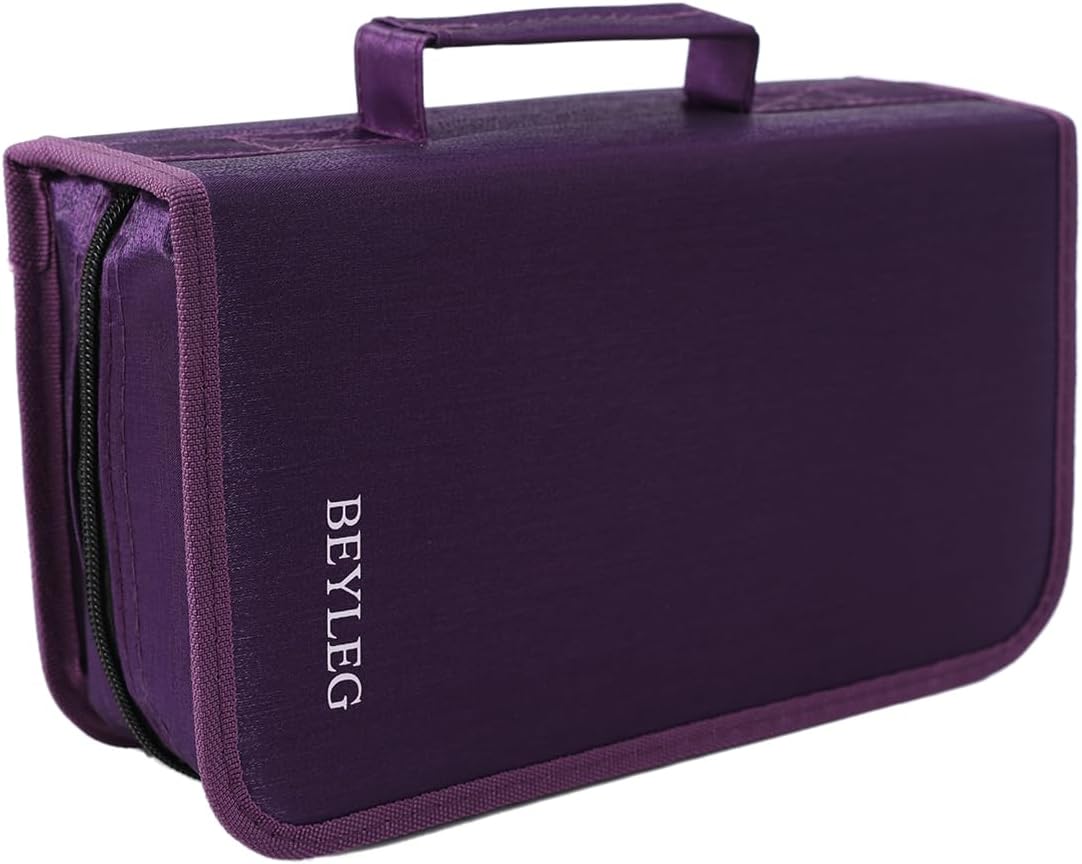 61I6q98U-xL._AC_SL1200_.jpg 128 Capacity DVD Holders Storage Cases,CD DVD VCD case,CD DVD Wallet Blu-ray Media Case Storage Holder Organizer Wallet (Purple) - Image 1