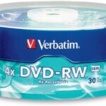 Verbatim DVD-RW 4.7GB 120Min Up to 4X Blank Discs Rewritable Up to 1000 Times – 30 Pack Spindle, Blue/Gray