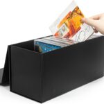 tutata CD Storage Box, DVD Storage Box- Durable 5.2 x 5.75 x 12 Inch Disc Holders with Lids, Store up to 30 CDs- Black 1 PACK