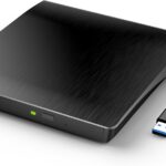 Ziweo External CD DVD Drive, Portable USB 3.0 Type-C CD Burner CD +/-RW Drive DVD Player for ROM Rewriter Burner Compatible with Laptop Desktop PC Windows MacBook Linux Mac OS