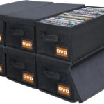 DVD Storage Boxes - 6 Pack DVD Case Holder Organize - 15.7" x 7.9" x 5.7", Holds 150 Full Case DVDs | 300 DVDs Slim Discs, Desktop or Closet DVD Organizer Can Store Blu-ray | Game | Movie