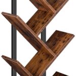HOOBRO Tree Bookshelf, 9-Tier Bookcase Wooden Shelves, Floor Standing Storage Rack, for Display of CDs, Books in Living Room, Home Office, Wood Storage Rack for Bedroom, Rustic Brown BF08SJ01G1