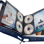 DVD CD Storage Case with Extra Wide Title Cover Pages for Blu Ray Movie Music Audio Disk (Portable Carrying Binder Holder Wallet Album Home Organizer Shelf )- Blue, 128 disk units, 64 cover pockets