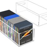 AITEE 2 Pack DVD/CD Storage Box, Acrylic Storage Container for Blu-Rays, Small Books/Booklets, Video Game Cases and Video Game Controllers, Storage Organizer for Countertop/Kitchen/Bathroom/Cabinet