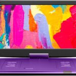 Yoton 17.5" Portable DVD Player with 15.6" Large HD Swivel Screen, 6 Hours Working Time with Built-in Battery, Dual Stereo Speakers, Support USB/SD Card/Sync TV and Multiple Disc Formats-Purple