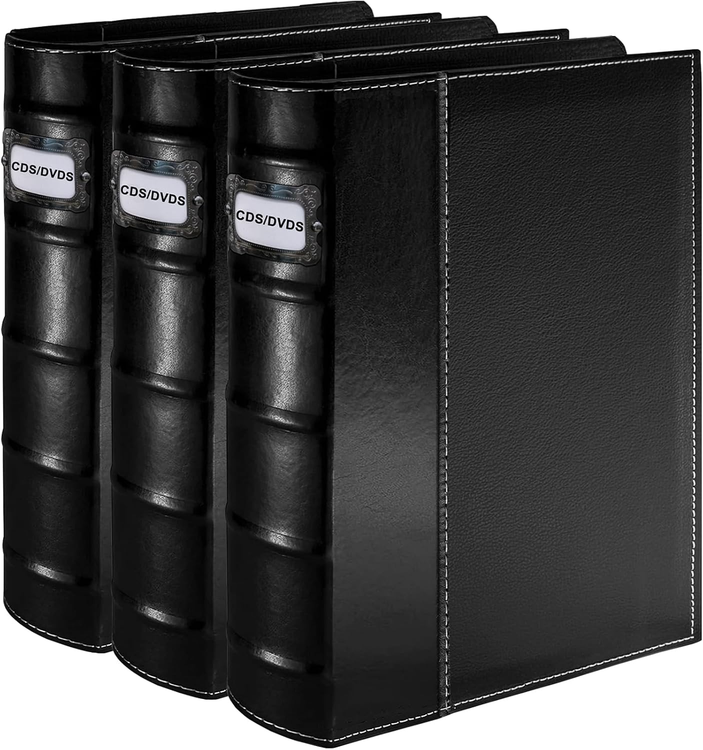 710L3b5HcbL._AC_SL1500_.jpg 3 Pack CD DVD Storage Binder with Zipper - Holds 168 Discs & 84 Booklet Pockets & 168 Tag Slots, High-end PU Leather Cover for Blu-ray Movies, Music CDs, Audio Disks, Portable Media Organizer - Image 1
