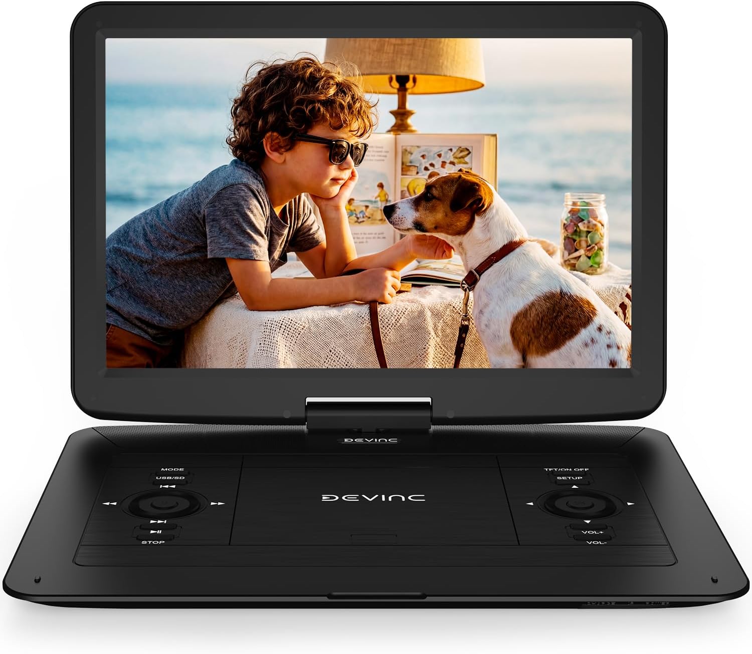 712CvLrIY8L._AC_SL1500_.jpg 17.5" Portable DVD Player for Kids & Elderly –14.1" HD Swivel Screen, 6-Hour Battery, Plays DVDs/CDs/USB/SD, Sync to TV, High Volume Speaker, Region-Free, Includes Car Charger, Black - Image 1