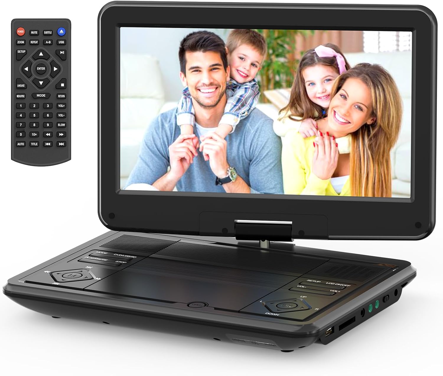 712w6m2OsBL._AC_SL1500_.jpg 12.5" Portable DVD Player with 10.5" Swivel Screen, 5-Hours Rechargeable Battery,Car DVD Player,Support CD/DVD/SD Card/USB,Regions Free,Dual Speakers, Black - Image 1