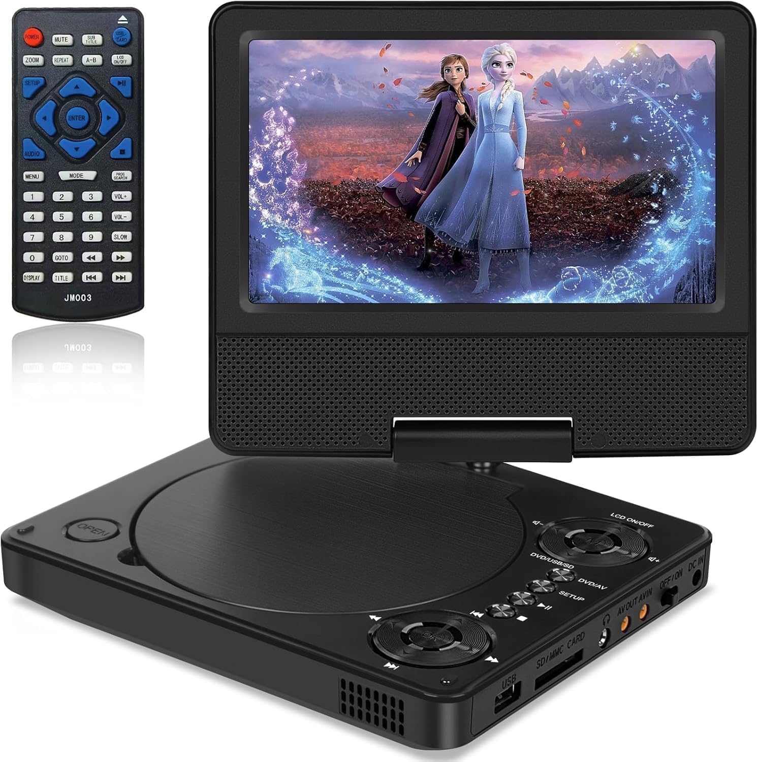 713IRruSvDL._AC_SL1500_.jpg HOPYOP 9" Portable DVD Player for Kids and Car, 7" Swivel Screen with 4-6 Hours Built-in Battery, Car DVD Player with Dual Speakers, Support Sync Screen to TV, USB/SD/Multiple Disc Formats - Image 1