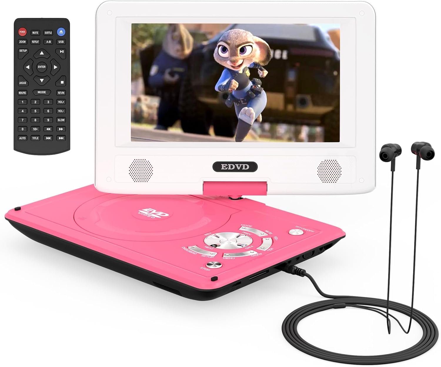 715fkXINglL._AC_SL1500_.jpg 11.5" Portable DVD Player for Kids and Car, 9.5" Swivel HD Screen with 4-6 Hours Built-in Battery, Support Sync Screen to TV, Support SD Card/USB/Multiple Disc Formats (Red) - Image 1