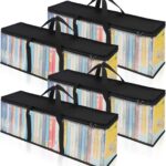CCidea DVD Storage Bags (Set of 4) Clear PVC Media Holder Case with Handles for DVDs/CDs/VHS Box/Blu Ray Disc/Movie Cases/Video Games Discs - Each Bag Holds up to 40 DVDs