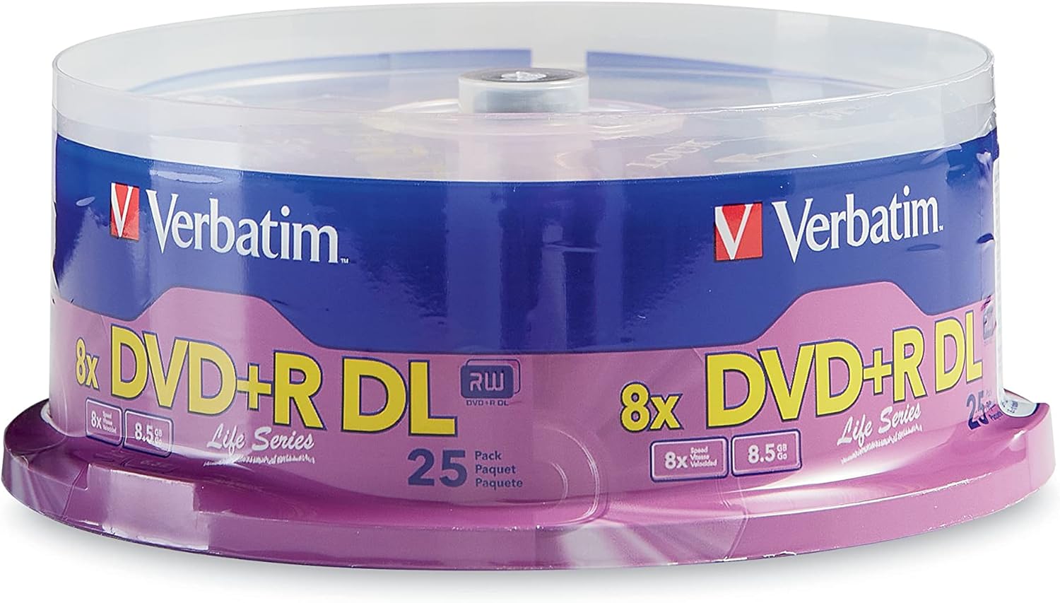 719rKXo7TL._AC_SL1500_.jpg Verbatim DVD+R DL Double Layer 8.5GB 8X LifeSeries - 25 Pack Spindle - Image 1