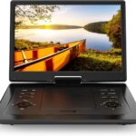 17.9" Portable DVD Player for Kids with 15.6" Swivel Screen, 5 Hours Rechargeable Battery, Car DVD Player with High Volume Dual Speakers, Remote Control, Support Sync TV, Region Free USB/SD/AV,Black