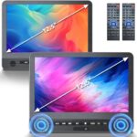 DESOBRY 12.5 Inch Dual Car DVD Player, Two 1080P HD Screens Play Different Movies Support USB/Sync TV, Region-Free for Backseat Headrest Travel Entertainment, Last Memory Function