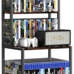DVD Storage, Mutli 7-Tier DVD Storage Rack and Shelving, DVD Dispaly Shelf, CD Rack Tower for DVDs CDs Book Organizer with Drawers, Media Shelf, Manga Bookshelf for Gaming Media Moive Room