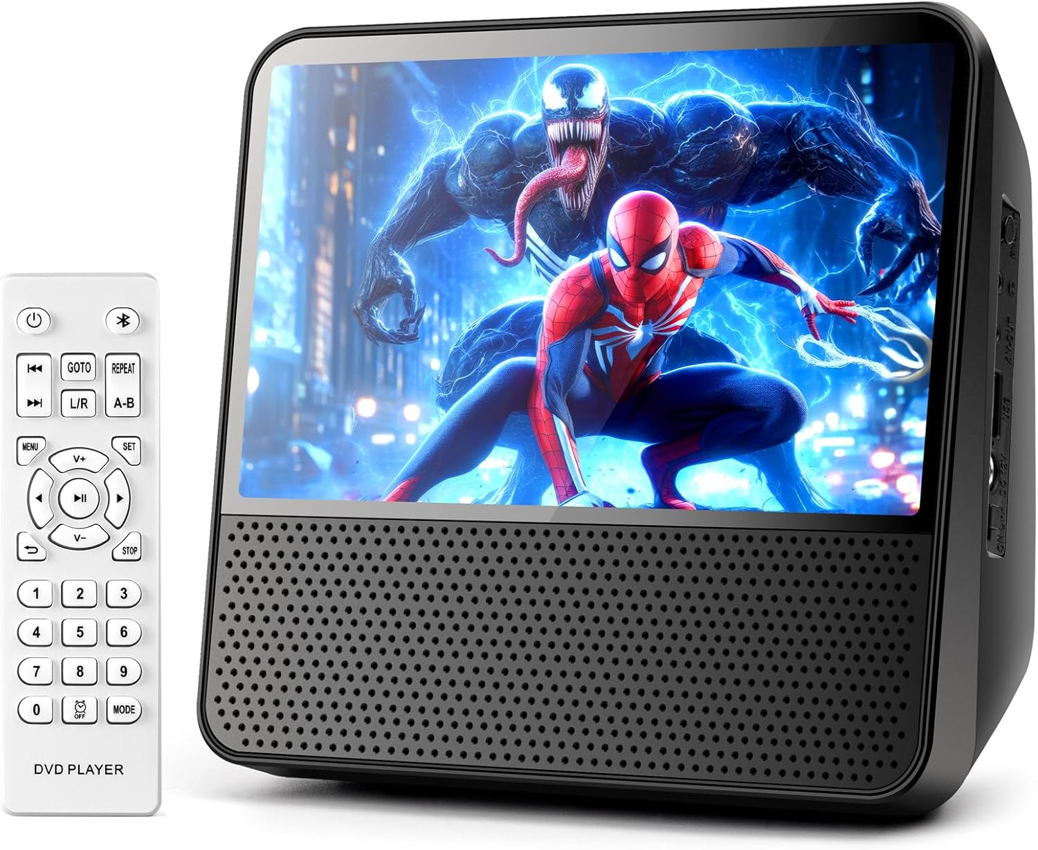 71Ki6SaZLWL._AC_SL1500_.jpg ROADOM 9.8" Portable DVD Player with Screen, 7'' HD 1024*600 Digital Screen, 4000 mAh Rechargeable, Hi-Fi Stereo Sound, Remote Control, Sync TV,Resume Playback, DVD/CD/Bluetooth/USB/Line/Timer/Repeat - Image 1