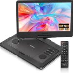 KPKUE 15.6" FHD Portable DVD Player with 13.3" Swivel Screen, 1920 * 1080P Car Player for Kids, 4 Hours Rechargeable Battery Support USB/SD Card, Multiple Disc Formats, Type-C/HDMI Port Dual Speakers