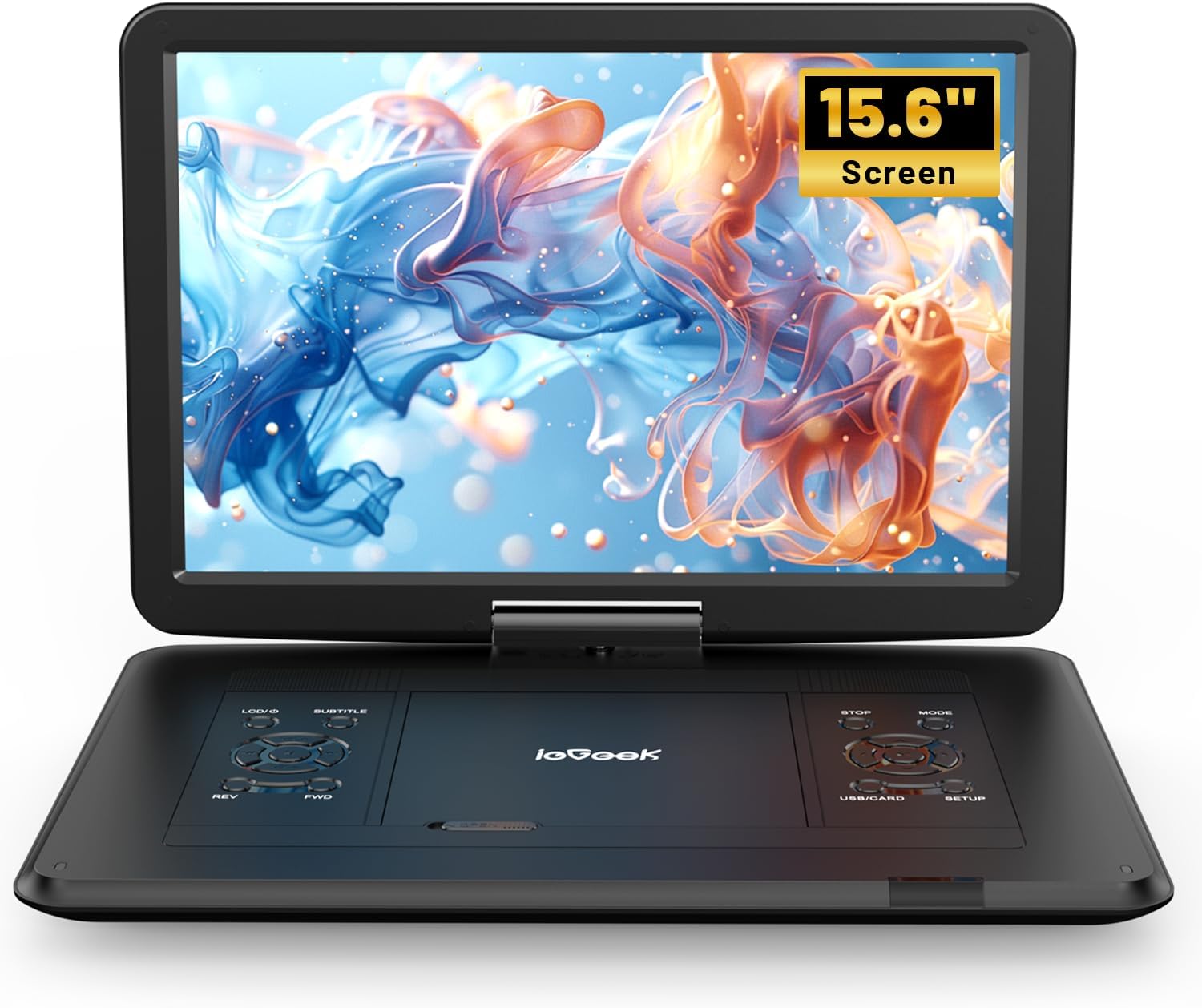 71OnC6IG8DL._AC_SL1500_.jpg 17.5" Portable DVD Player with 15.6" HD Swivel Screen for Kids & Elderly, Region Free CD/DVD Multimedia Player for Car Travel Home Theater, 6 Hrs Battery, Dual Speakers, Support USB/SD/TV Sync, Black - Image 1
