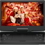 16.9" Portable DVD Player with 14.1" Large HD Screen,High Volume Speaker,4-6 Hours Built-in Rechargeable Battery,Support USB/SD Card/Sync TV and Multiple Disc Formats,Region Free,Remote Control,Black