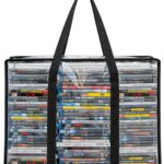 Philbinden DVD Storage Bags,Clear Plastic Bags with Handles for Storing Video Games, DVDs, Blu-Rays, CDs, Holds Up to 90 Bluray and 70 DVD Cases 120 CDs