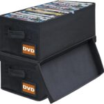 DVD Storage Boxes - 2 Pack DVD Case Holder Organizer - 15.7" x 7.9" x 5.7", Holds 50 Full Case DVDs | 100 DVDs Slim Discs, Desktop or Closet DVD Organizer Can Store Blu-ray | Game | Movie