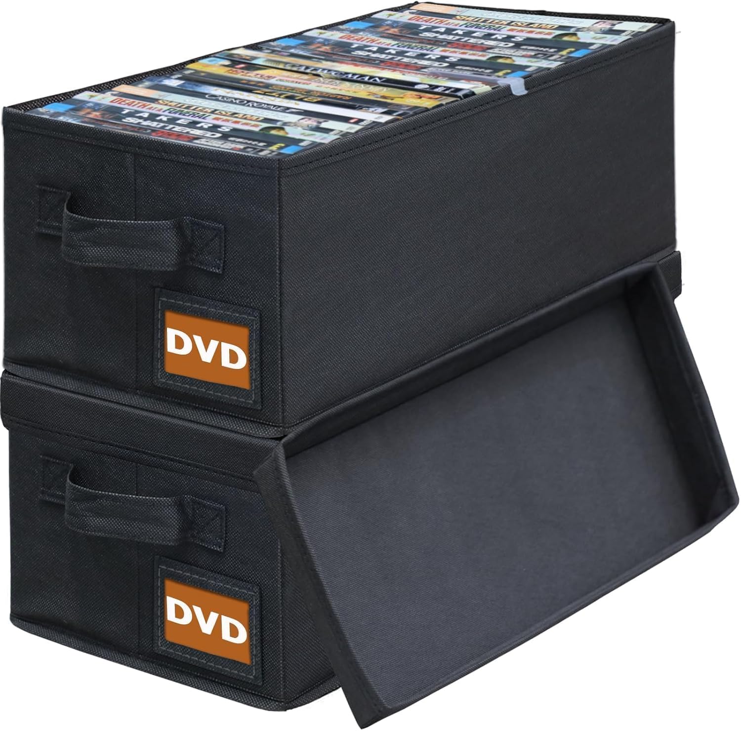 71PL-G3UmgL._AC_SL1500_.jpg DVD Storage Boxes - 2 Pack DVD Case Holder Organizer - 15.7" x 7.9" x 5.7", Holds 50 Full Case DVDs | 100 DVDs Slim Discs, Desktop or Closet DVD Organizer Can Store Blu-ray | Game | Movie - Image 1