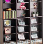 VEVOR Media Storage Cabinet, 9-Layer DVD Shelf Holds up to 756 CDs, Adjustable CD Shelves 27 Compartments, Protects & Organizes Music, Movie, Video Games or Memorabilia Collections, Espresso