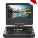 9.5" Portable DVD Player with 7.5" Swivel Display Screen, 5-Hour Built-in Rechargeable Battery, Car DVD Player,Supports SD Card/USB/CD/DVD and Multiple Disc Formats, High Volume Speaker