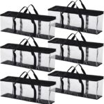 Fasmov 6 Pcs DVD Storage Bags Hold up to 240 DVDs (40 Each Bag), Water Resistant DVD Holder Case with Handles, Transparent PVC Media Storage for DVDs, CDs, Video Games, Books, Black