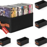 6 Pack DVD Storage Box, DVD Organizer Holds Up to 102 DVDs, Foldable DVD Holder, Large CD Storage Case