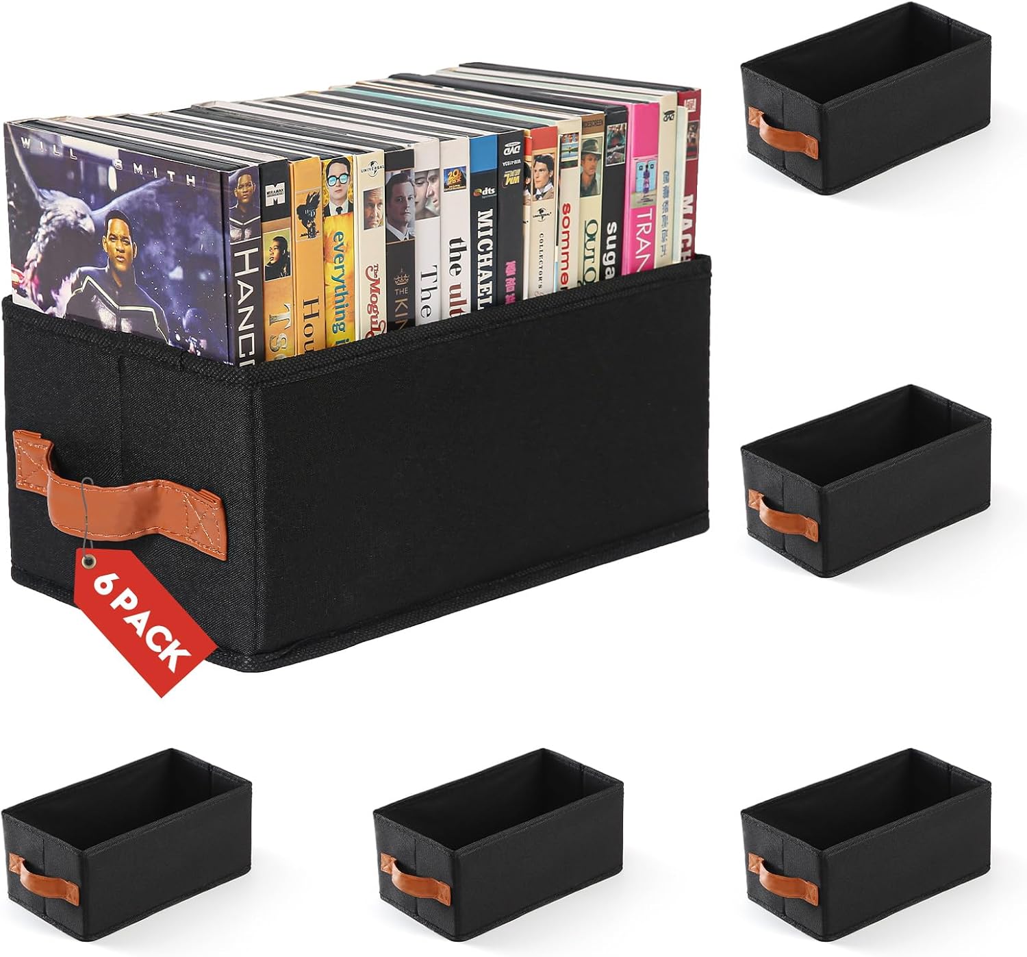 71VicXP8zaL._AC_SL1500_.jpg 6 Pack DVD Storage Box, DVD Organizer Holds Up to 102 DVDs, Foldable DVD Holder, Large CD Storage Case - Image 1