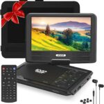 PJGCWB 11.5" Portable DVD Player with 9.5" Swivel Screen, 5-Hours Rechargeable Battery, Car DVD Player for Kids,，Supports SD Card/USB/CD/DVD and Multiple Disc Formats, High Volume Speaker(Inches, 9.5)